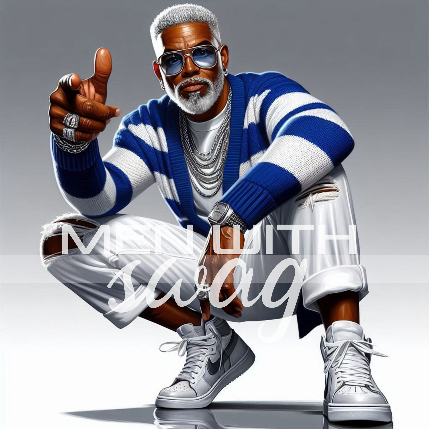 Men with Swag – Stylish Black Men Digital Art Bundle (5 PNGs) Bold. Digital. Instant.