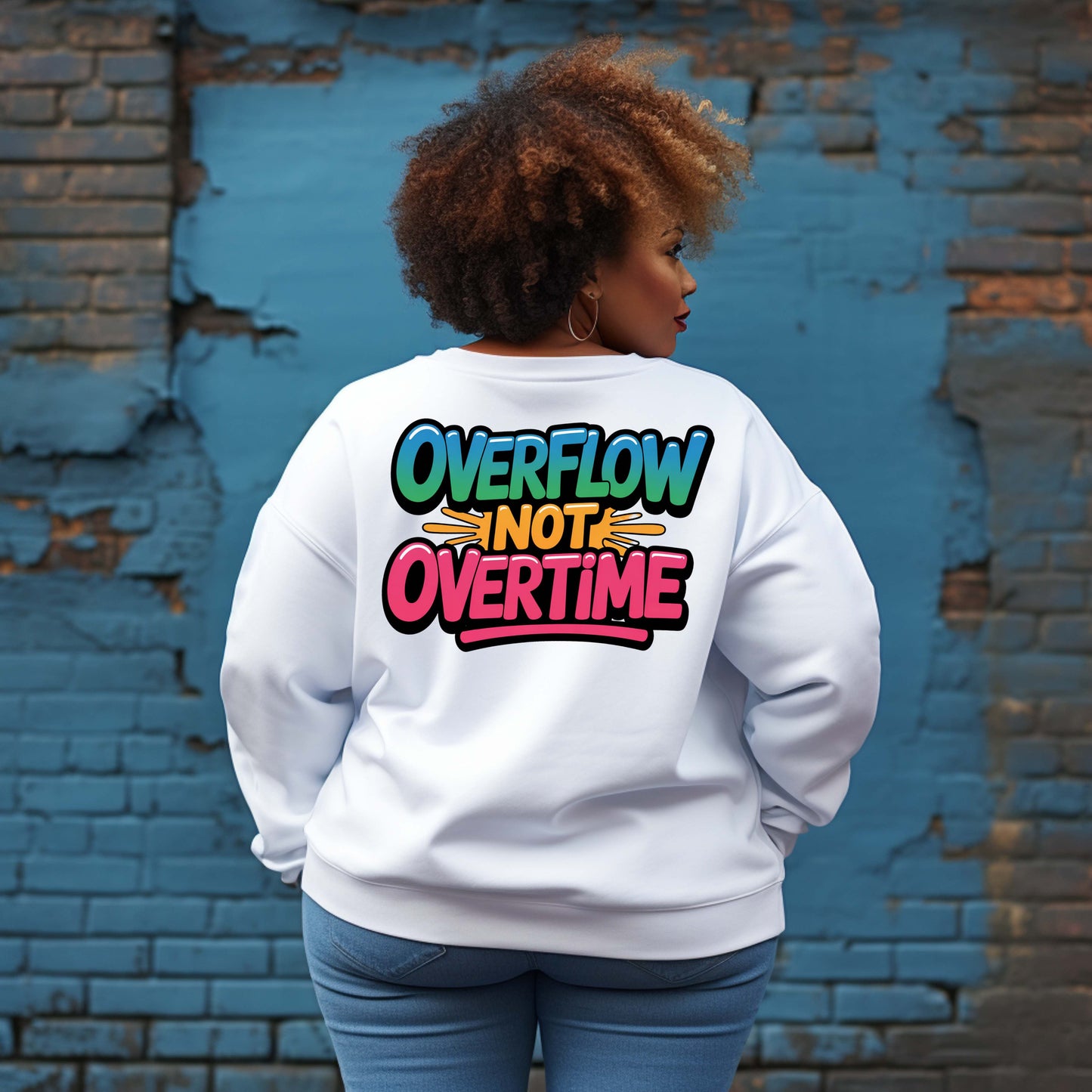 Overflow Not Overtime – Faith-Based Abundance Graphic for Apparel and Merch
