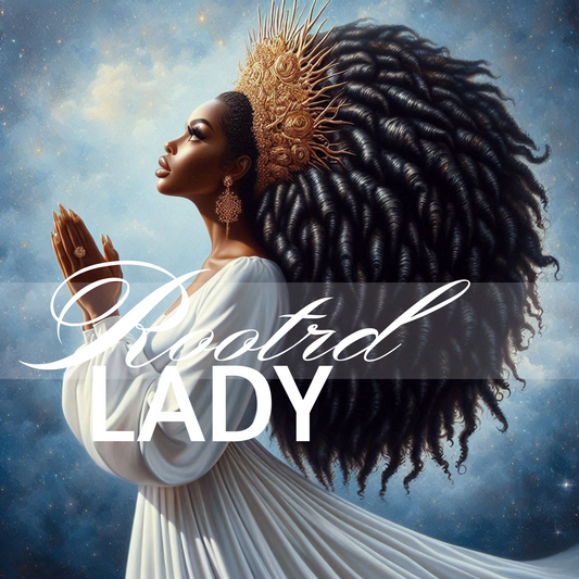 Rooted Lady – Afro-Spiritual Digital PNG Download | Ethereal Black Woman Art with Nature-Inspired Hair and Roots