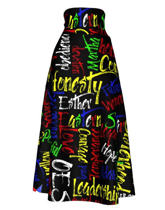 Eastern Star Detail Maxi Skirt (More White/ Yellow Letters)