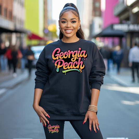 Georgia Peach Afrocentric Graffiti PNG Digital Download, Southern Pride Sublimation Clipart for T-Shirts, Tumblers, Mugs, DIY Crafts
