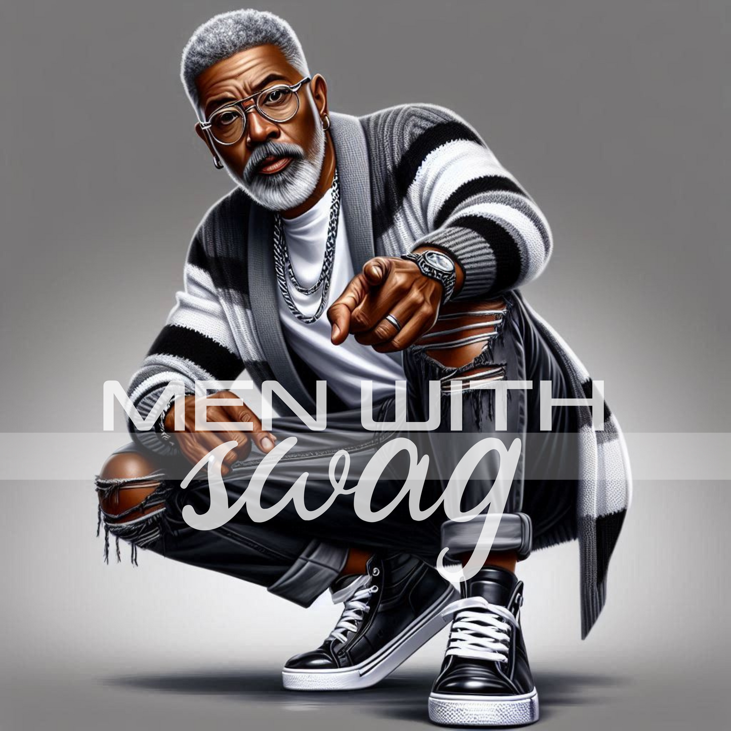 Men with Swag – Stylish Black Men Digital Art Bundle (5 PNGs) Bold. Digital. Instant.